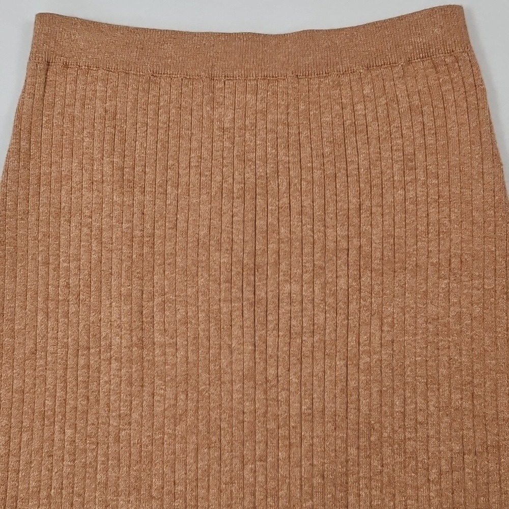 Free People Skyline Ribbed Knit Midi Skirt with slit Size Med Boho Coastal Indie - Picture 10 of 10